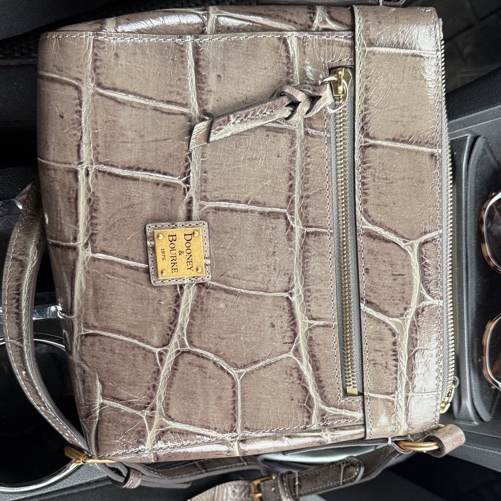 Dooney & Bourke Crocodile Embossed Gray Crossbody Bag
